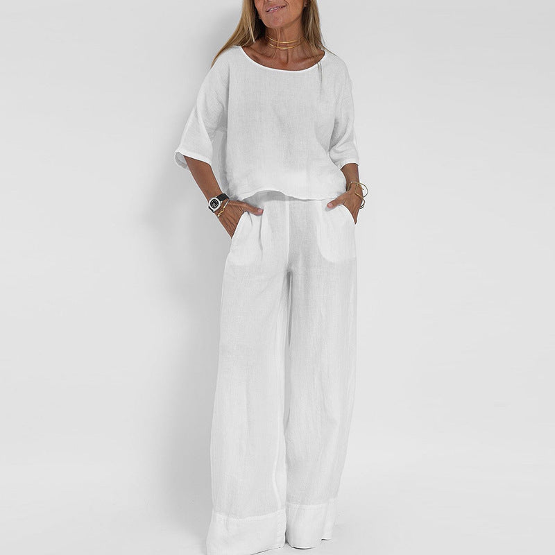 Women's Loose Fit Lounge Set with Lightweight Knit and Relaxed Fit, Matching Top, Pants