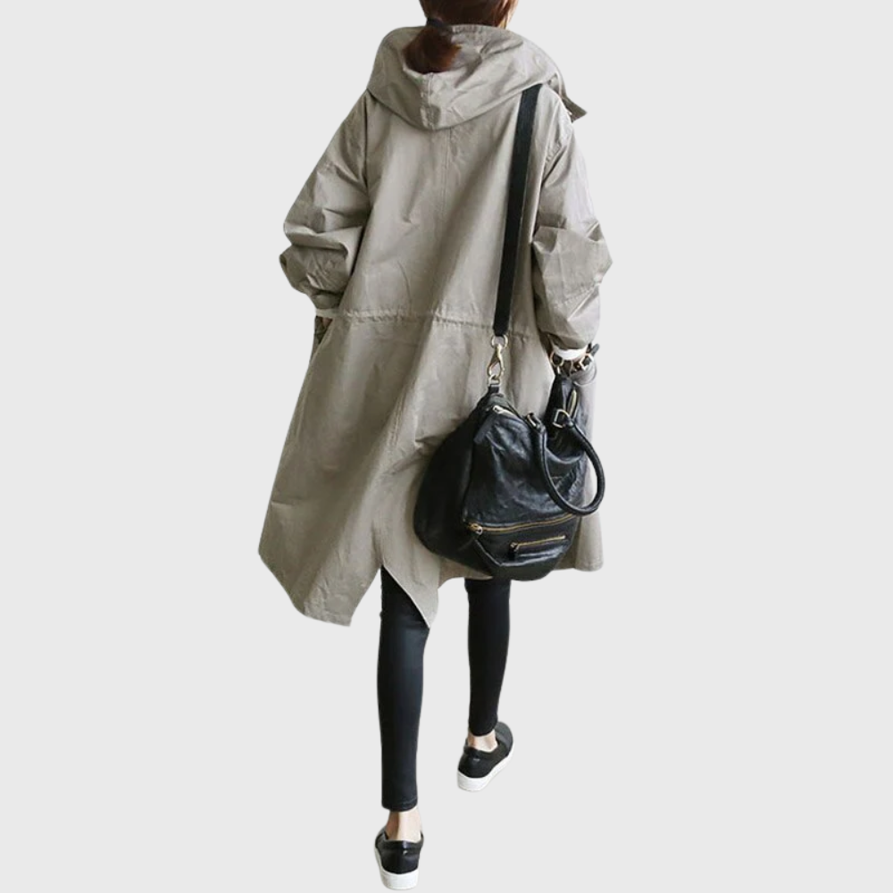 Water-Resistant Trench Coat with Adjustable Belt and Silhouette