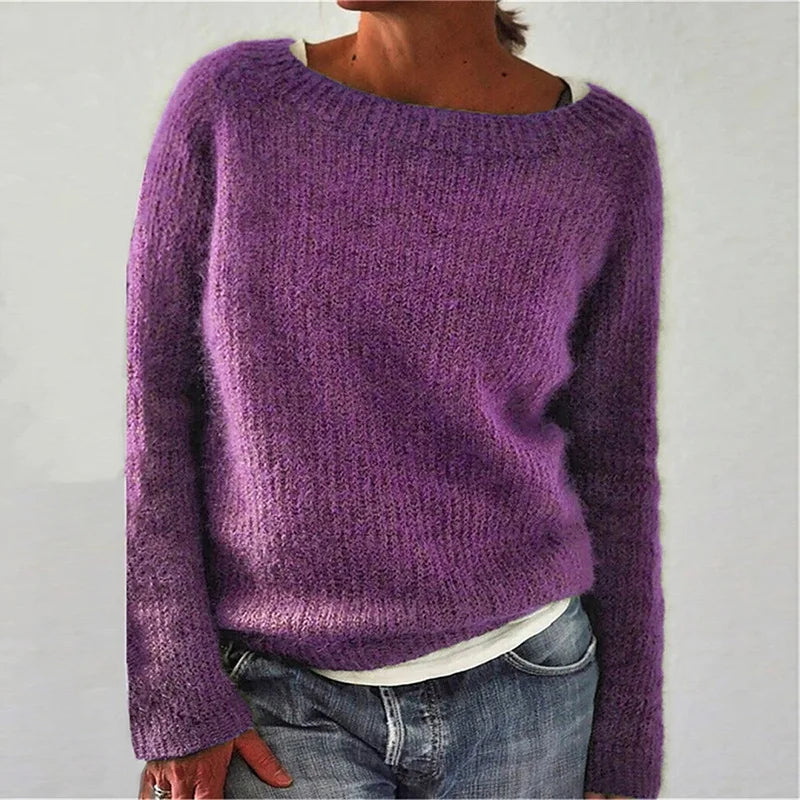 Women's Knit Pullover with Relaxed Fit and Breathable Soft Fabric, Machine Washable