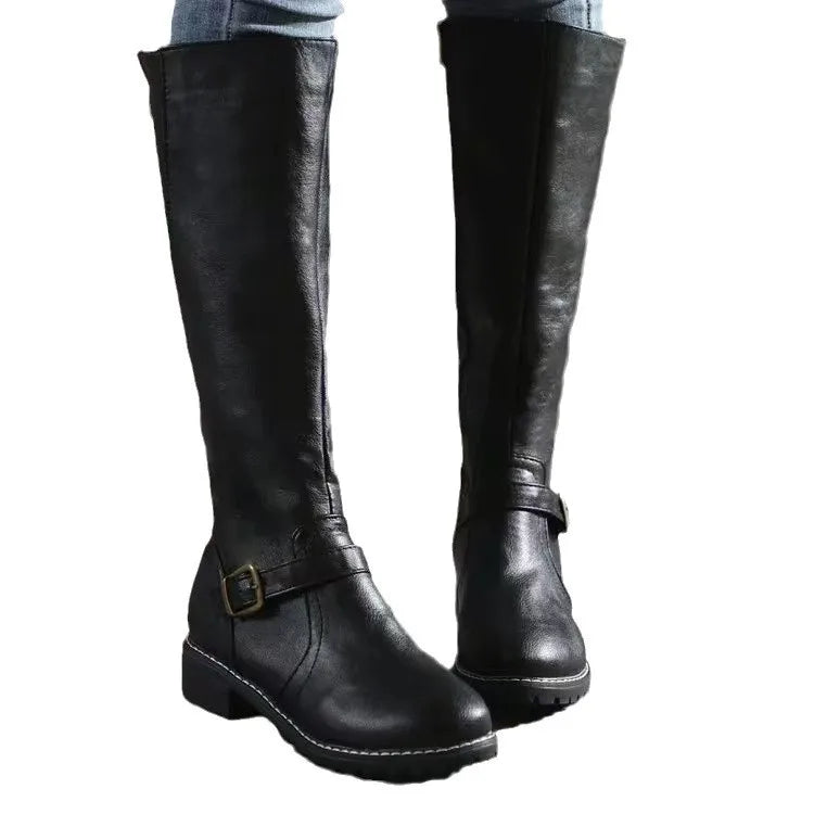 Women's Orthopedic Leather Boots with Removable Insole and Tall Shaft, Rubber Outsole