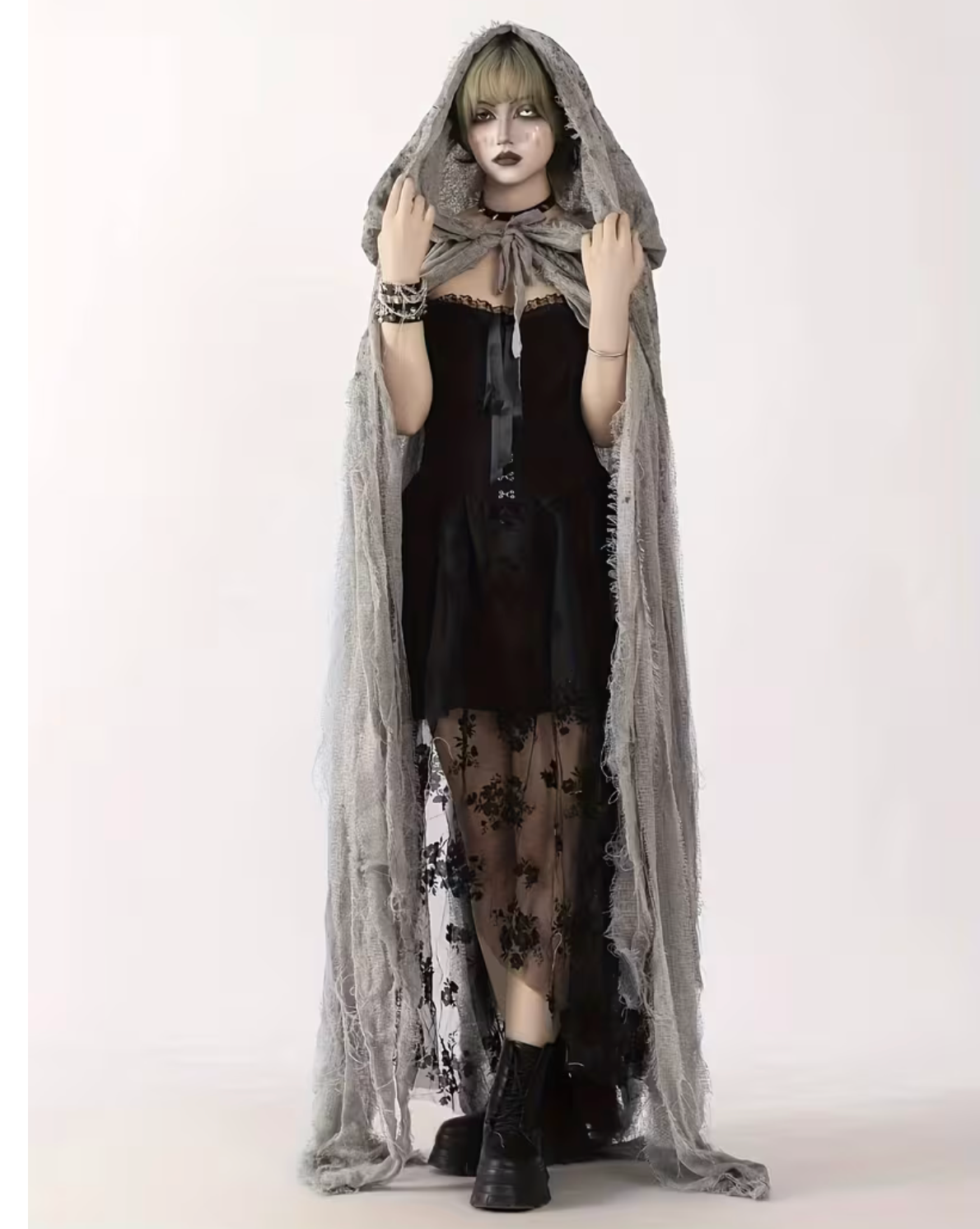 Hooded Cloak for Witch and Reaper Halloween Costumes with Full Body Coverage