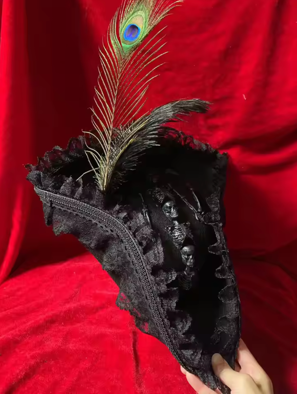 Skull Triangle Hat with Knit Polyester for Pirate Costume Events