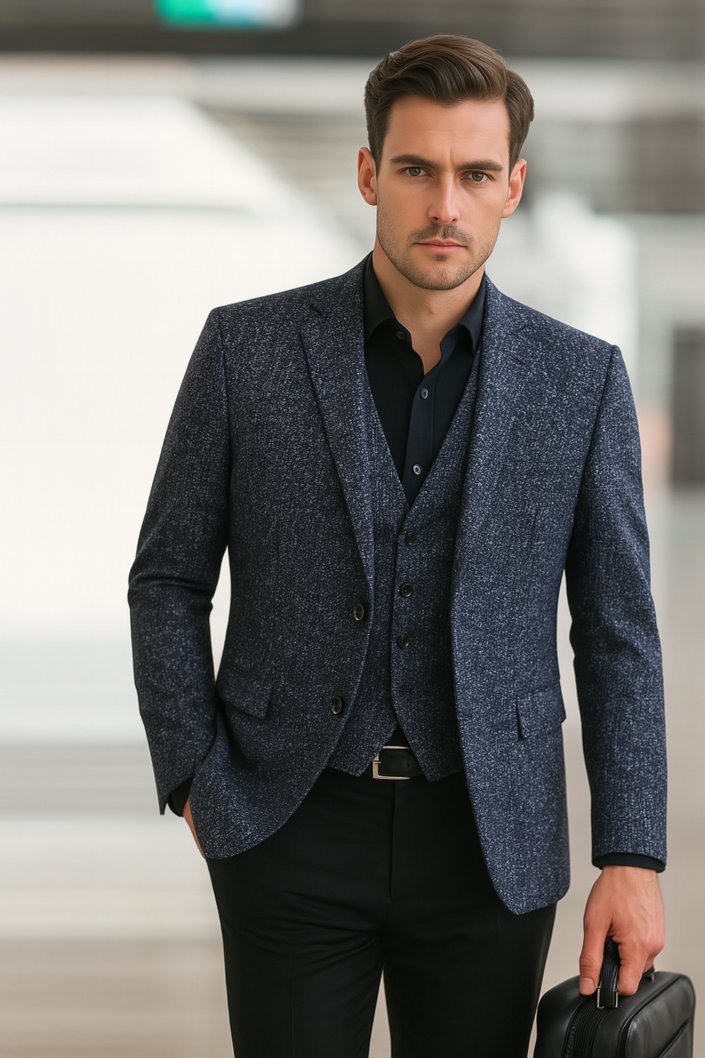 Men's Slim Fit Blazer with No-Iron Finish and Travel-Friendly Design, Smart Casual