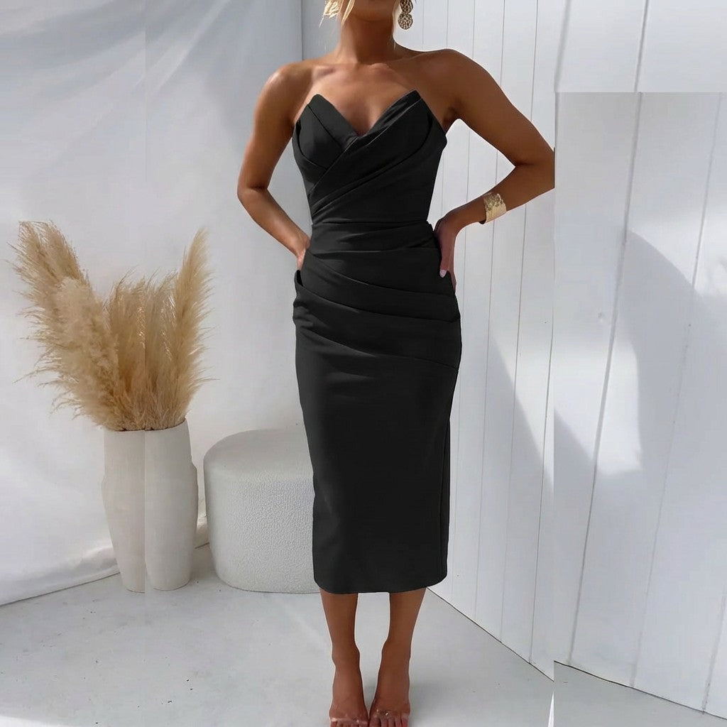 Strapless Dress with Open Back Detail and Comfortable Fabric Blend