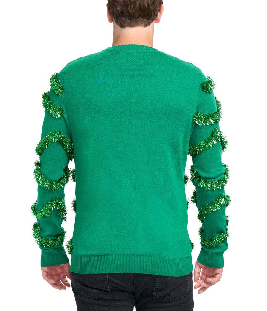 Pullover Christmas Sweater with Garland Design and Shiny Baubles