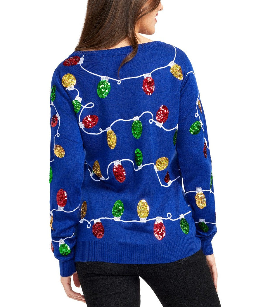 Dual Holiday Symbol Sweater with Crew Neckline and Ribbed Cuffs