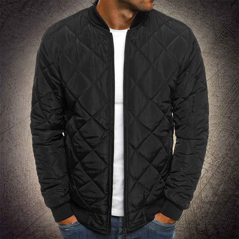 Men's Quilted Bomber Jacket with Lightweight Insulation and Multiple Secure Pockets, Regular Fit