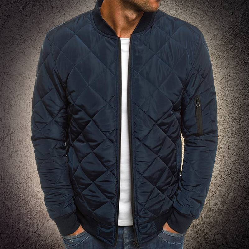 Men's Quilted Bomber Jacket with Lightweight Insulation and Multiple Secure Pockets, Regular Fit