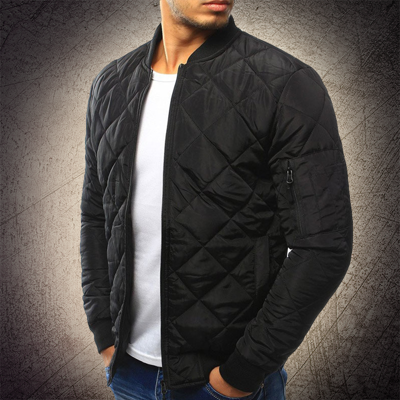 Men's Quilted Bomber Jacket with Lightweight Insulation and Multiple Secure Pockets, Regular Fit