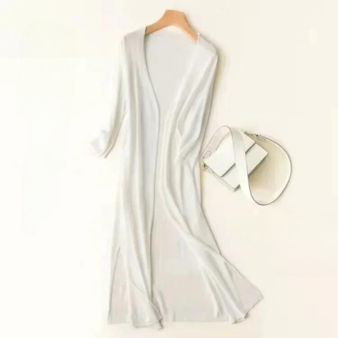 Long Cardigan with Open Front and Relaxed Longline Fit, Lightweight Knit