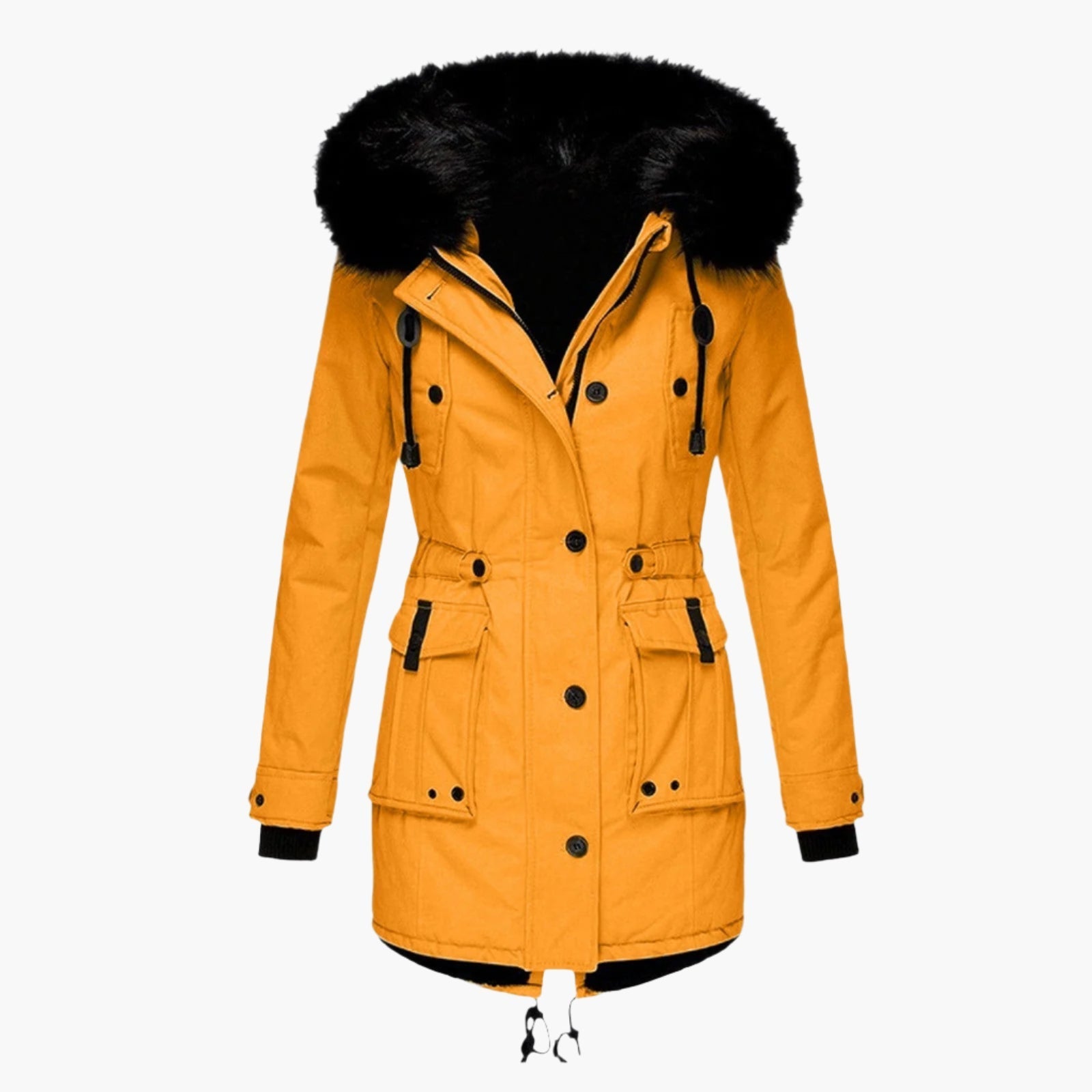 Women's Hooded Winter Coat with Faux Fur Hood Trim and Tailored Fit, Light Thermal Fill