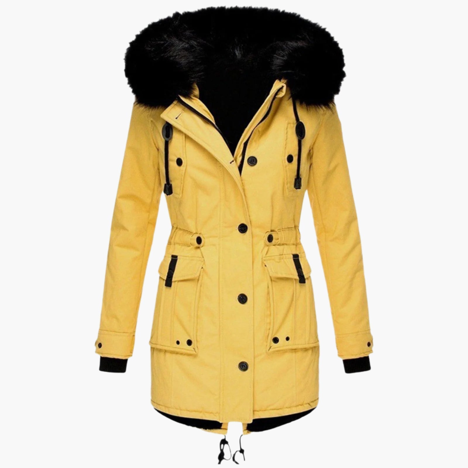 Women's Hooded Winter Coat with Faux Fur Hood Trim and Tailored Fit, Light Thermal Fill