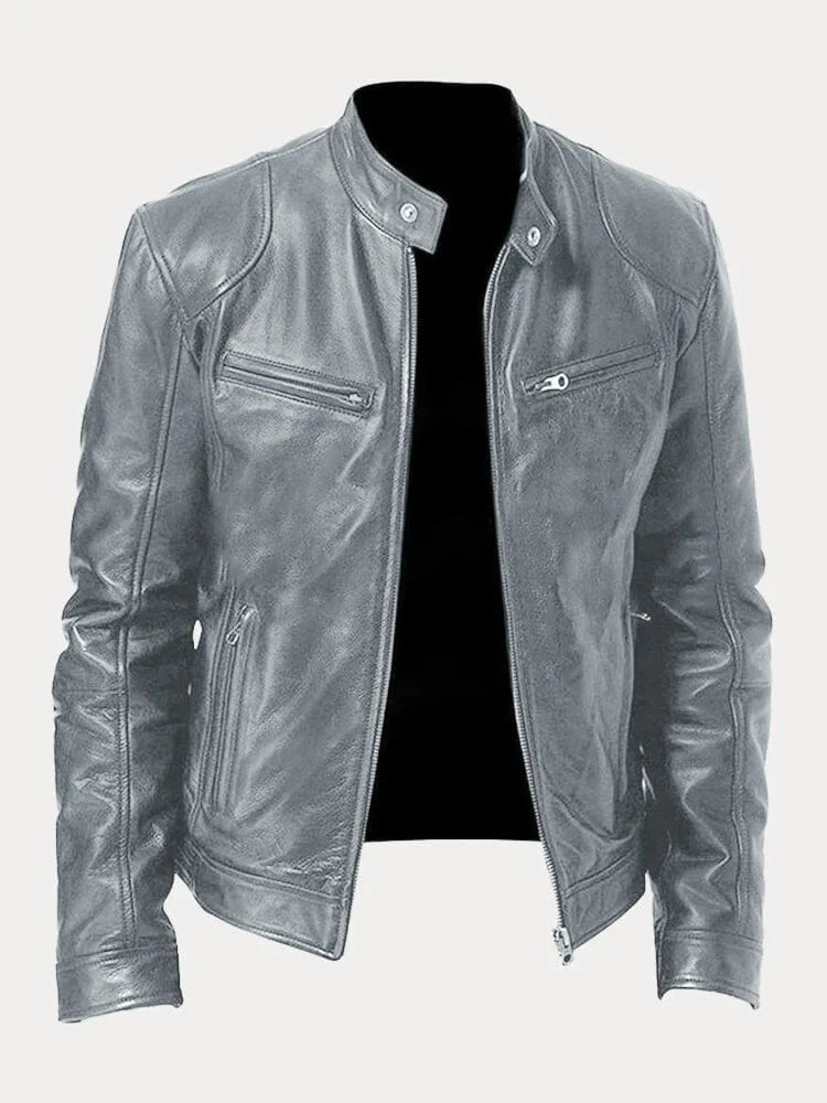 Men's Zip-Up Jacket with Tailored Fit and Two Front Pockets, Midweight Fabric Blend