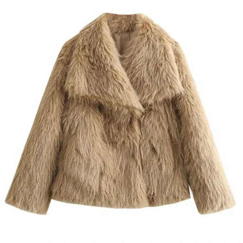 Faux Fur Jacket with Relaxed Fit and Hip-Skimming Length, Smooth Lining