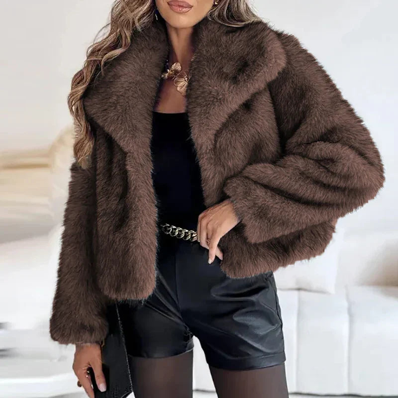 Faux Fur Jacket with Relaxed Fit and Hip-Skimming Length, Smooth Lining