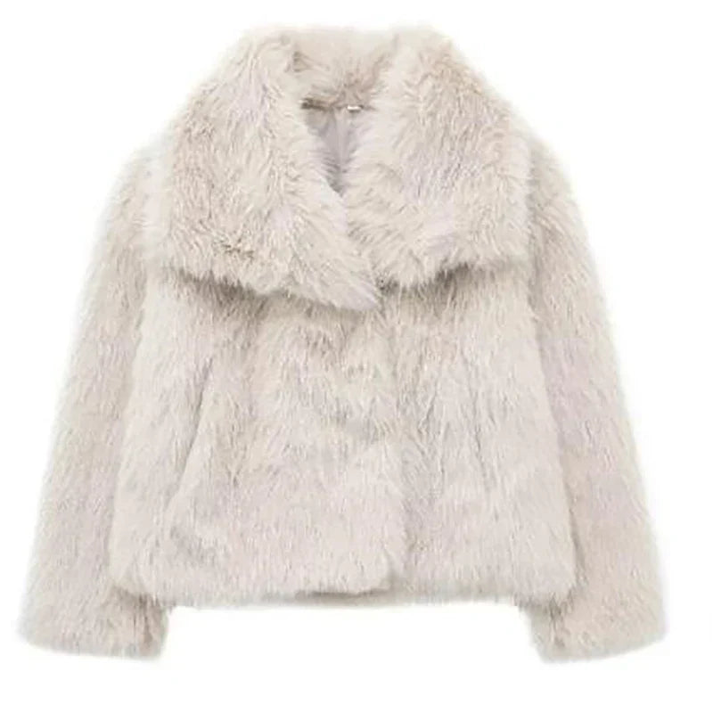 Faux Fur Jacket with Relaxed Fit and Hip-Skimming Length, Smooth Lining