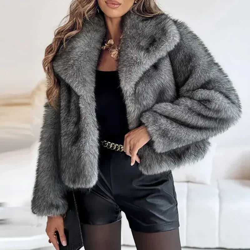 Faux Fur Jacket with Relaxed Fit and Hip-Skimming Length, Smooth Lining
