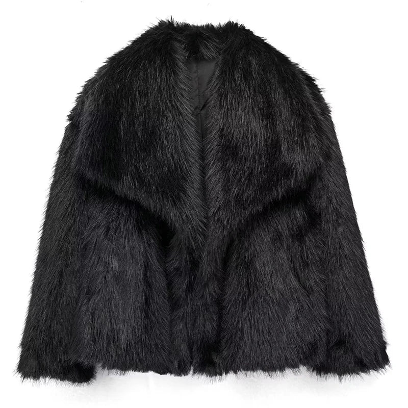 Faux Fur Jacket with Relaxed Fit and Hip-Skimming Length, Smooth Lining