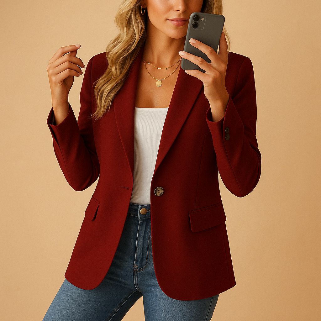 Tailored Women's Blazer with Stretch Comfort and Versatile Styling, All-Season