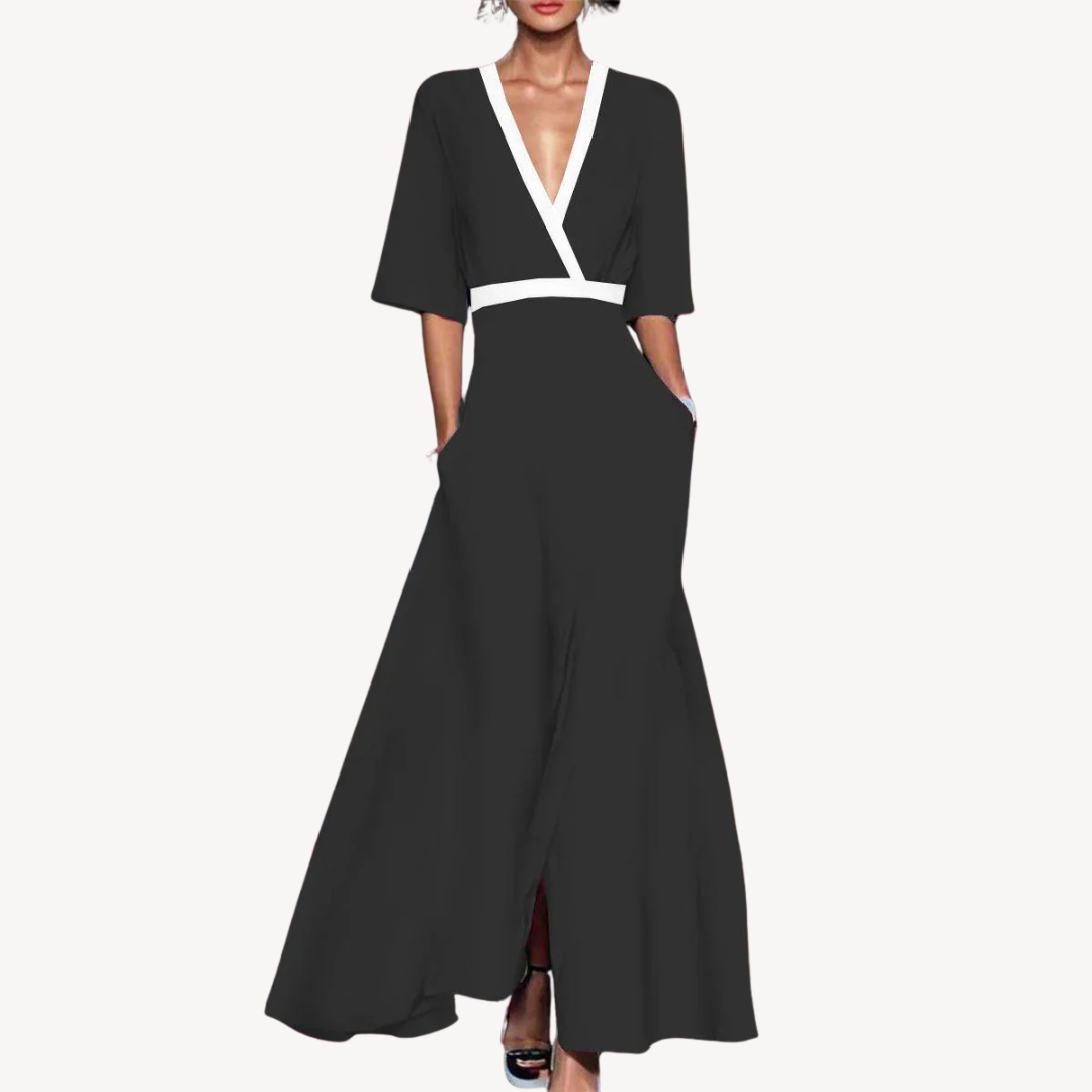 Wrap Maxi Dress with Adjustable Self Tie and Floor-Grazing Silhouette for Evening Events