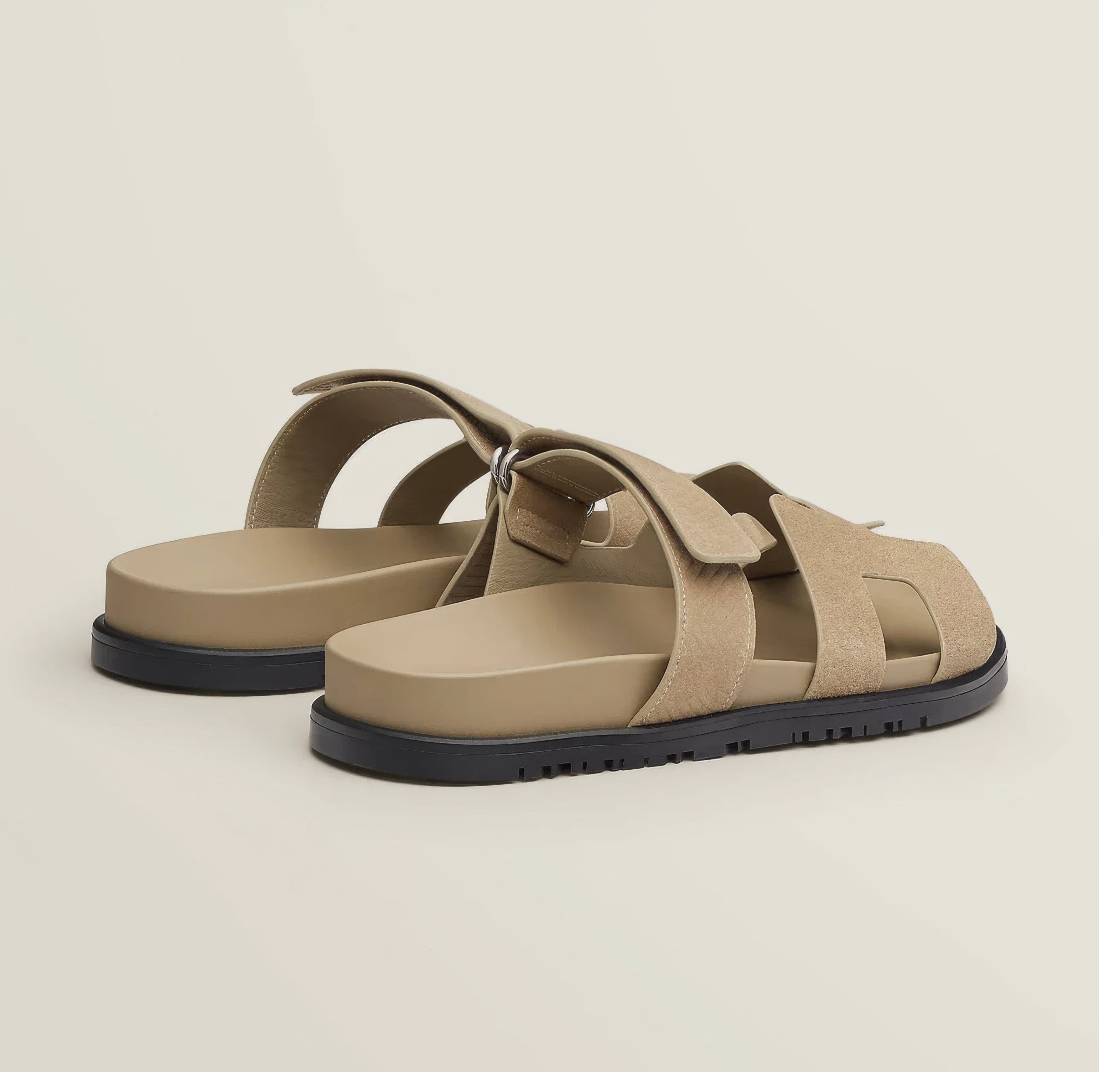 Women's Slip-On Sandals with Broad Straps and Flat Sole, Minimalist Casual
