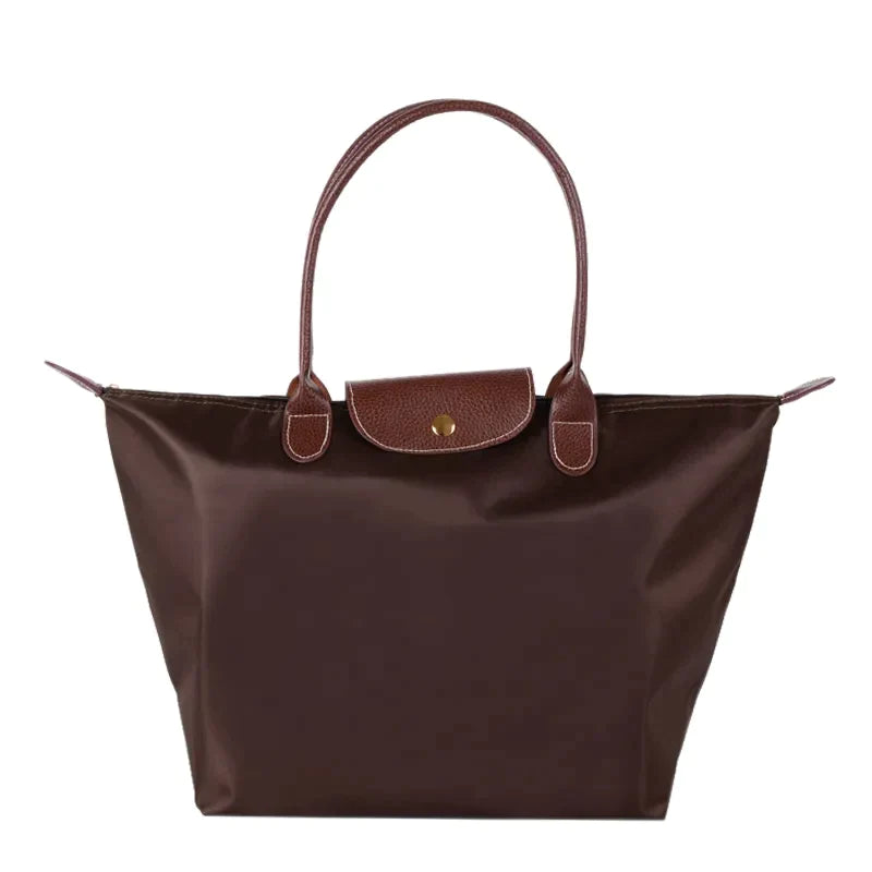 Structured Shoulder Bag with Organized Interior and Dust Bag, Day-to-Night