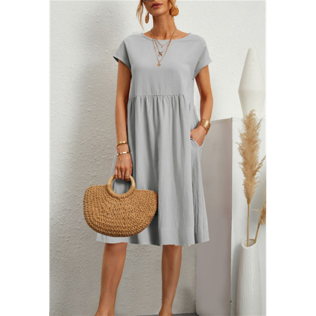 Women's Midi Dress with Lightweight Breathable Fabric and Relaxed Fit, Mid-Calf Length