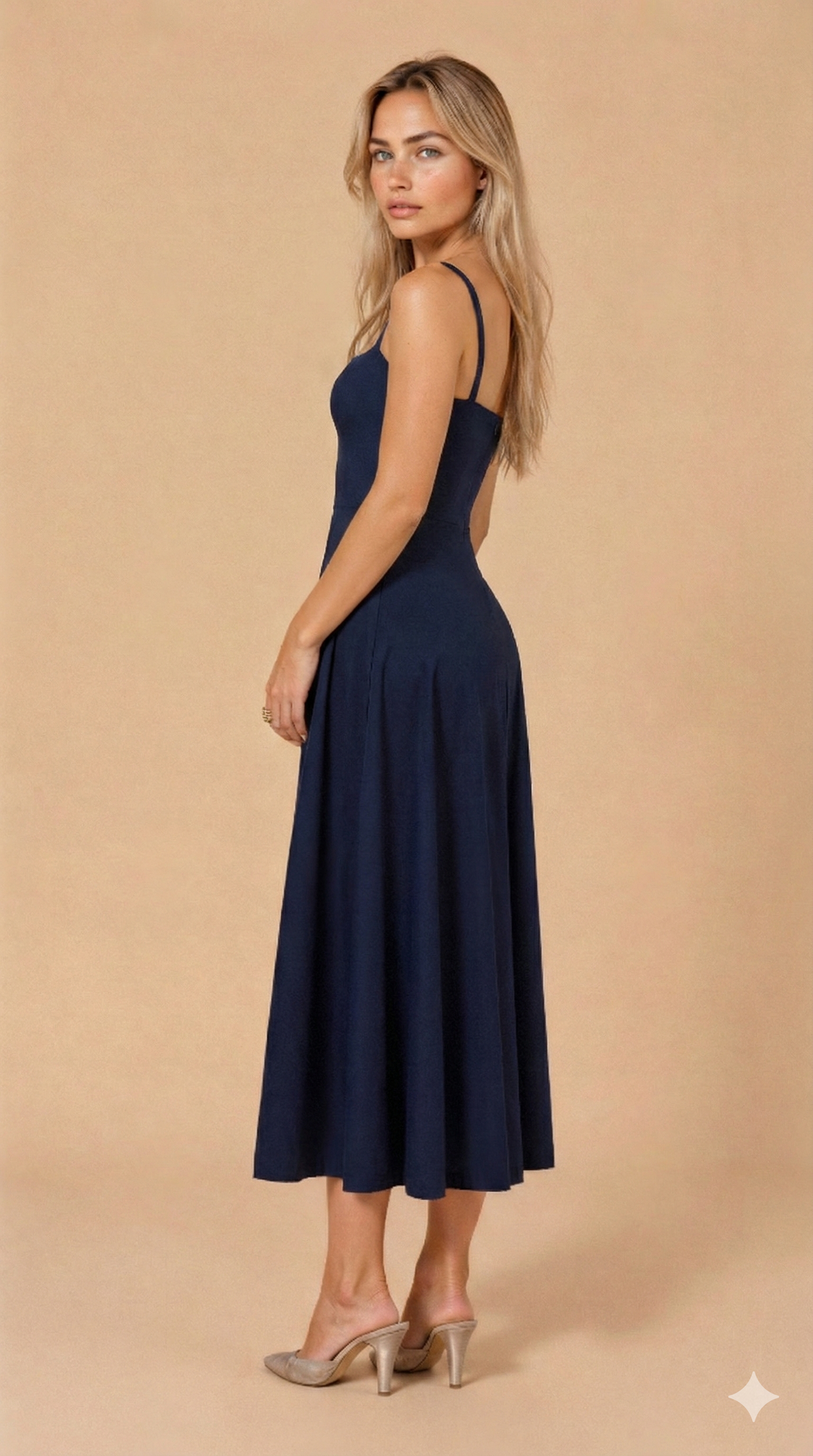 Women's Summer Midi Dress with Side Split and Breathable Fabric, Relaxed Mid-Calf Fit