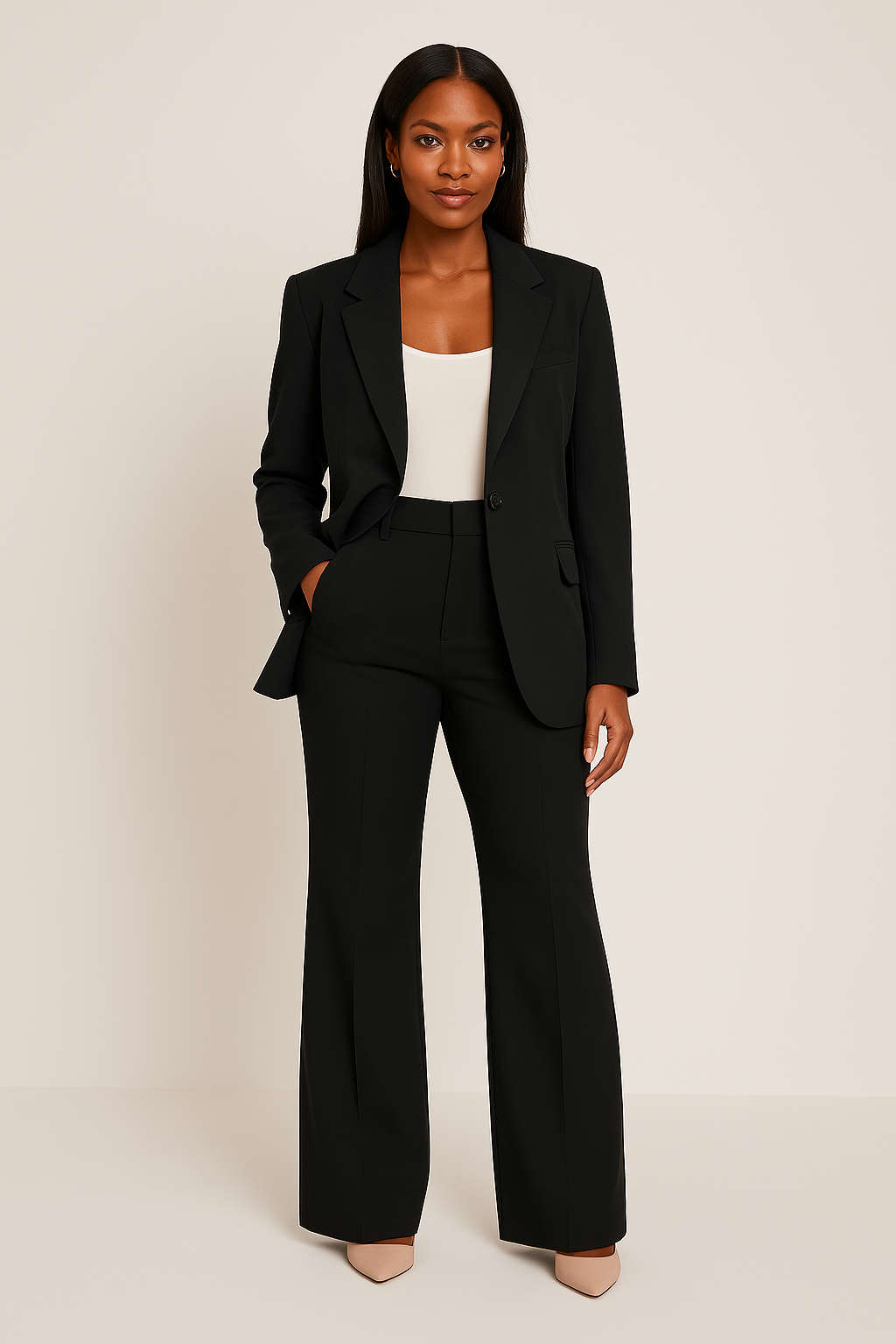 Women's Suit with Shaped Blazer and Matching Trousers, Regular Fit