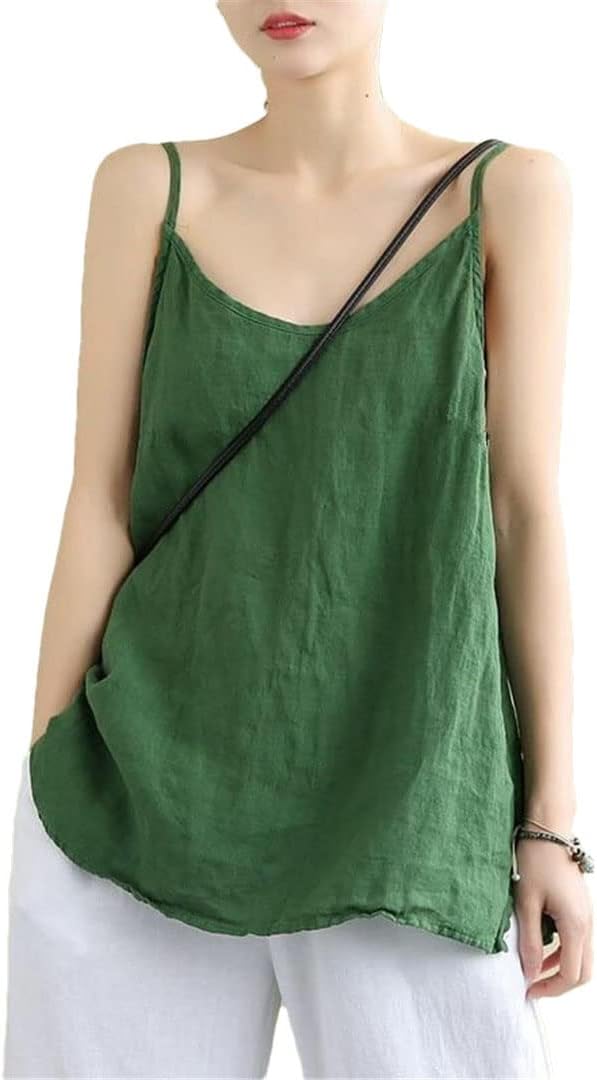 Women's Camisole with Round Neck and Curved Hem, Lightweight Relaxed Fit