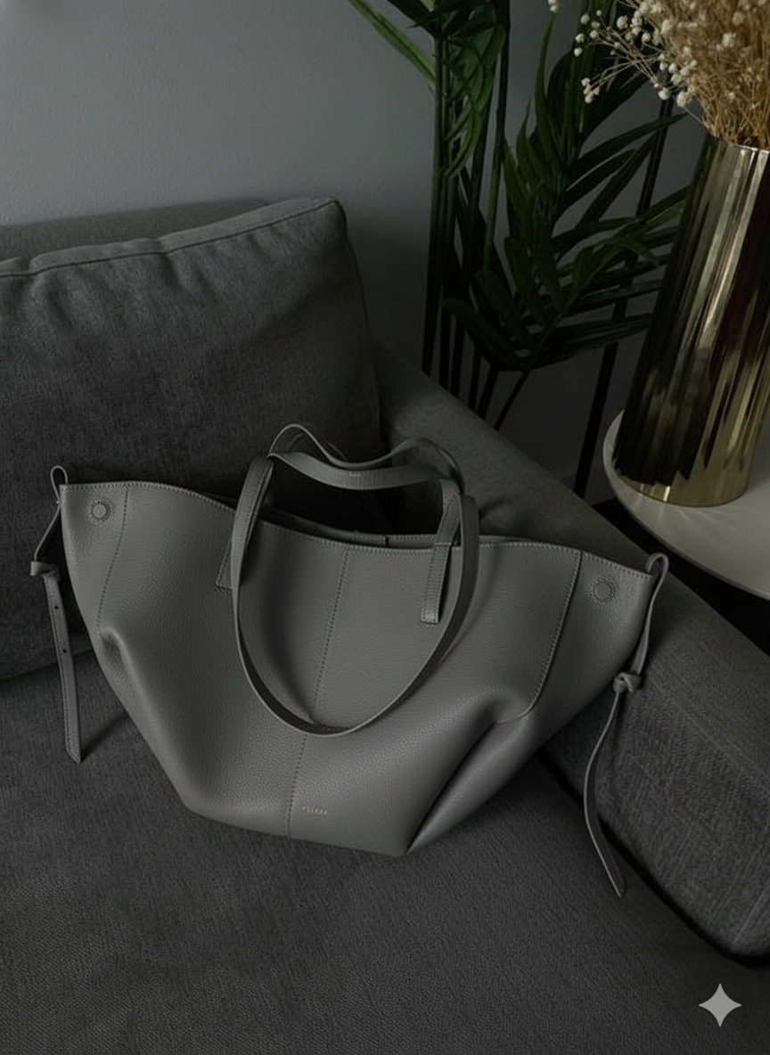 Structured Large Tote Bag with Shoulder Handles for Laptops and Work Essentials