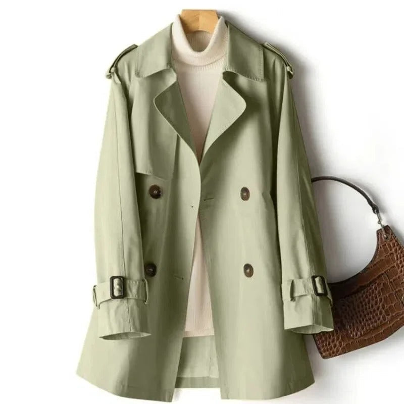 Women's Double-Breasted Trench Coat with Relaxed Fit for Transitional Weather