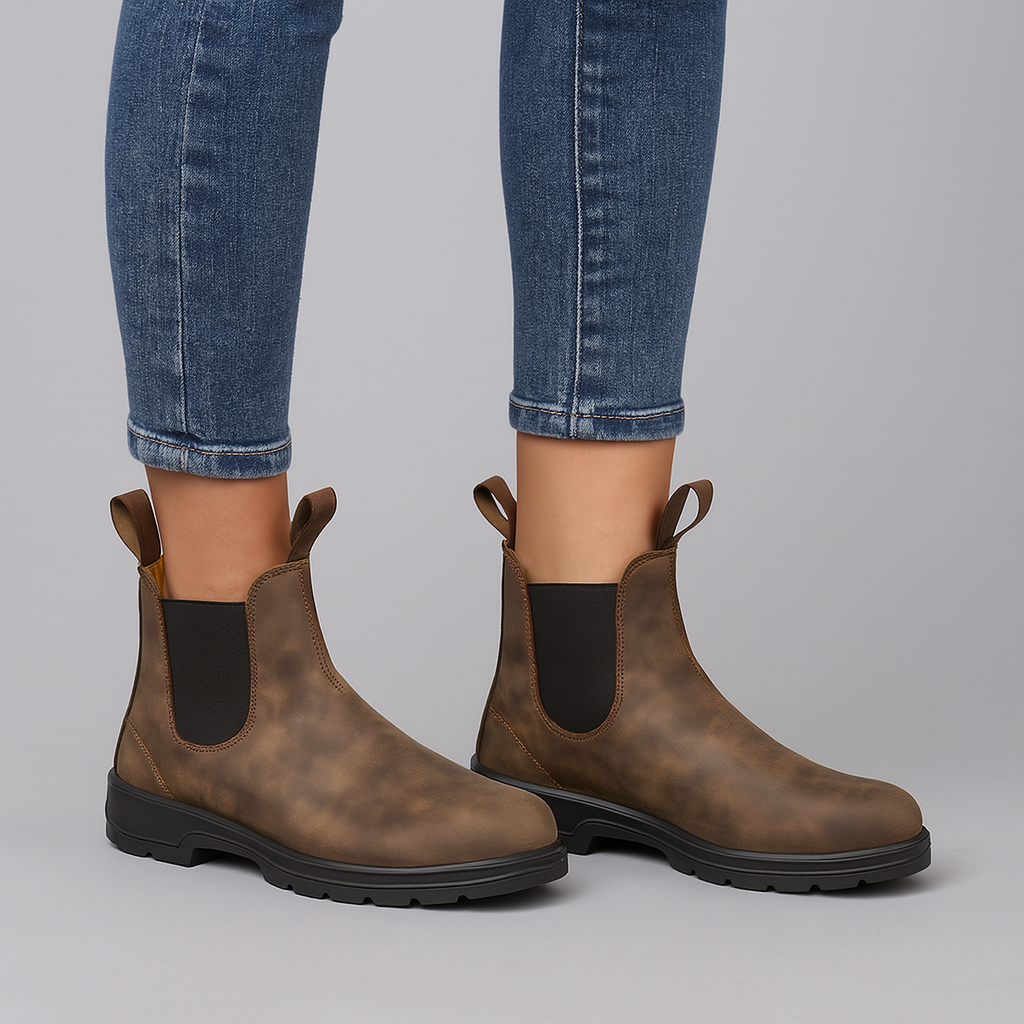 Chelsea Boots for Women with Elastic Side Panels and Cushioned Insole, Rubber Grip Outsole