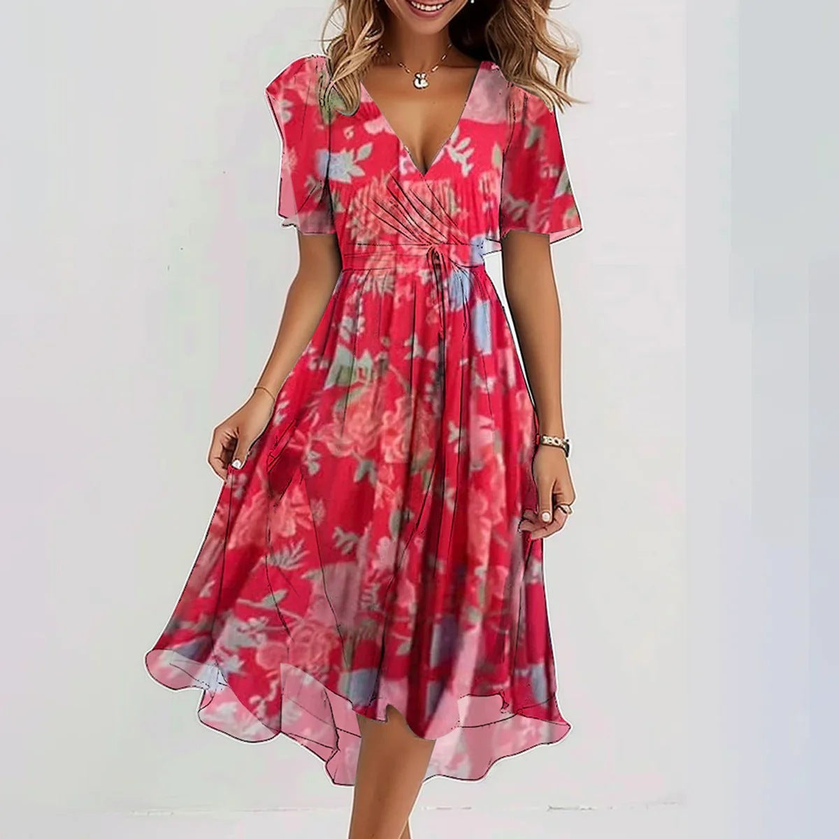 Summer Dress with Breathable Fabric and Flowy Silhouette