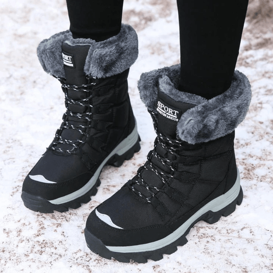Waterproof Winter Boots with Faux Fur Lining and Removable Insole, Non-Slip Outsole