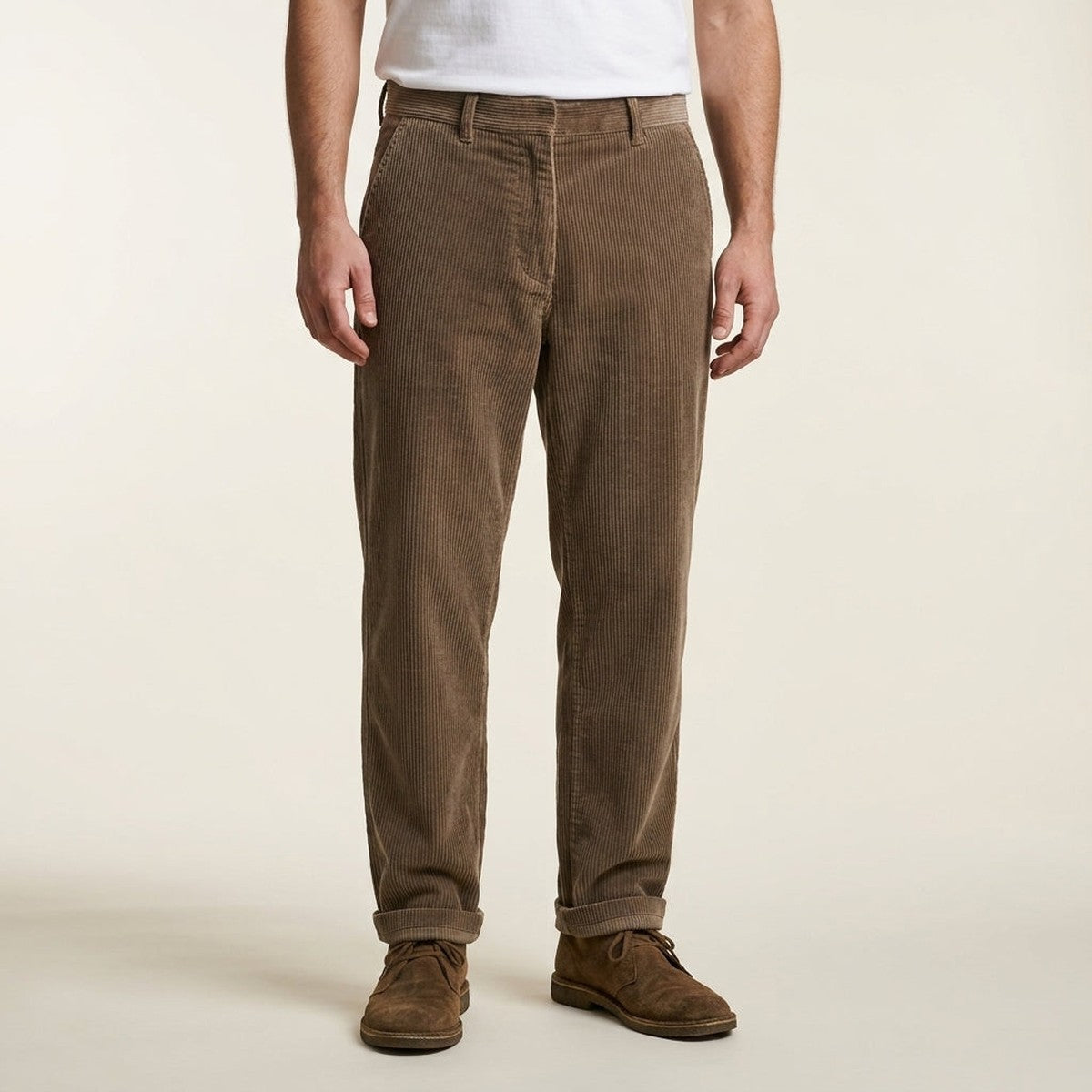 Men Vintage Corduroy Trousers with Elastic Drawstring Waist and Loose Fit