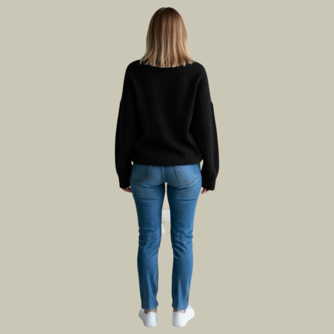 Women's Turtleneck Sweater with Tall Neck and Modern Relaxed Fit, Machine Washable
