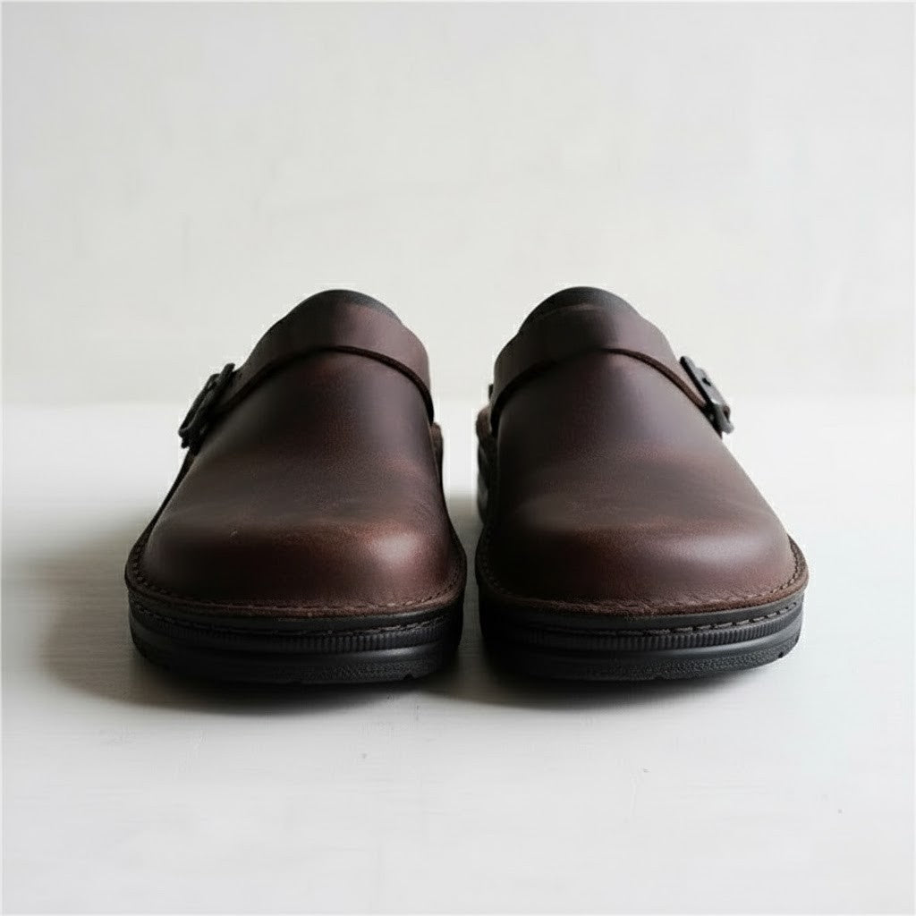 Men's Orthopaedic Clogs with Breathable Leather and Slip-On Design, Cushioned Insole