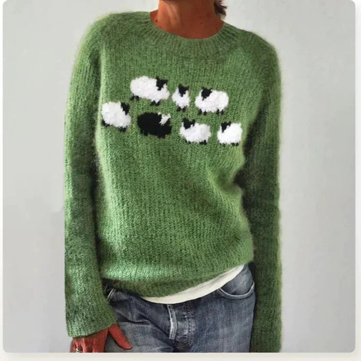 Multicolor Nordic-Inspired Sweater with Boat Neckline and Relaxed Fit