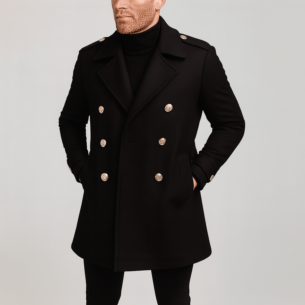 Luminovi | Double-Breasted Wool Blend Coat