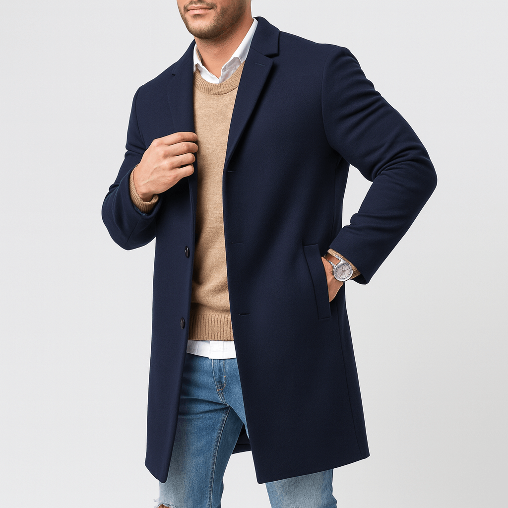 Luminovi | Tailored Trench Coat with Hidden Buttons