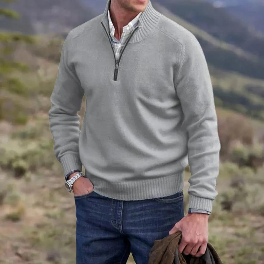 Men's Half Zip Pullover with Soft Knit Blend and Regular Fit, Machine Washable