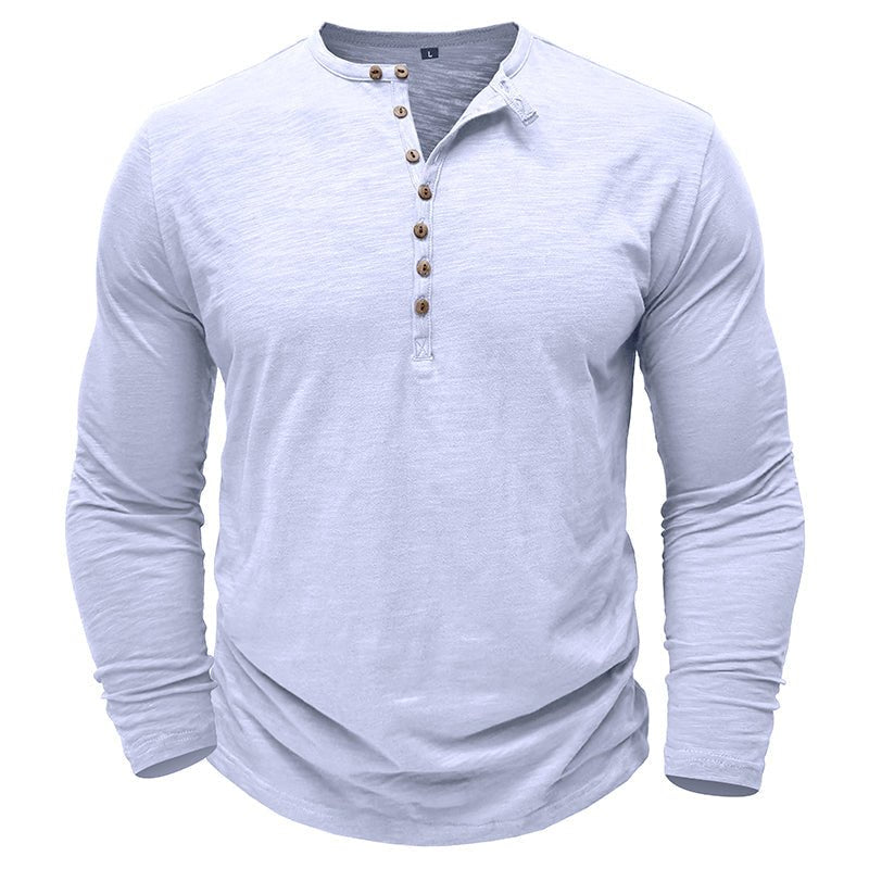Men's Henley Shirt with Long Sleeve and Soft Breathable Knit, Regular Fit