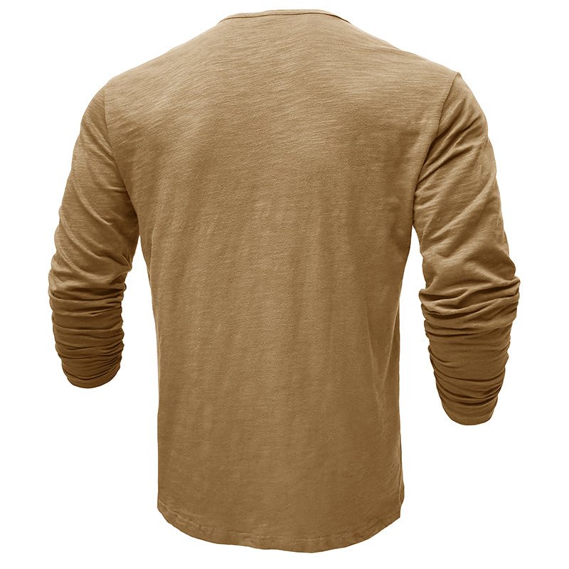 Men's Henley Shirt with Long Sleeve and Soft Breathable Knit, Regular Fit