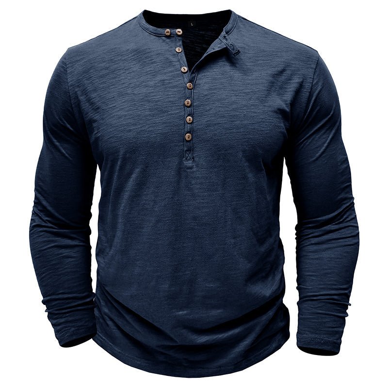 Men's Henley Shirt with Long Sleeve and Soft Breathable Knit, Regular Fit