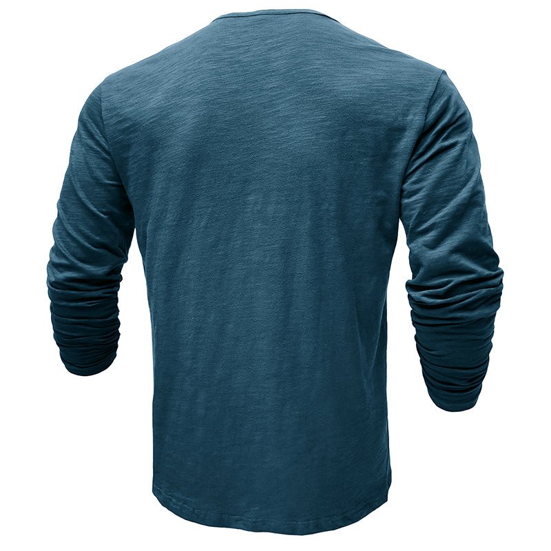 Men's Henley Shirt with Long Sleeve and Soft Breathable Knit, Regular Fit