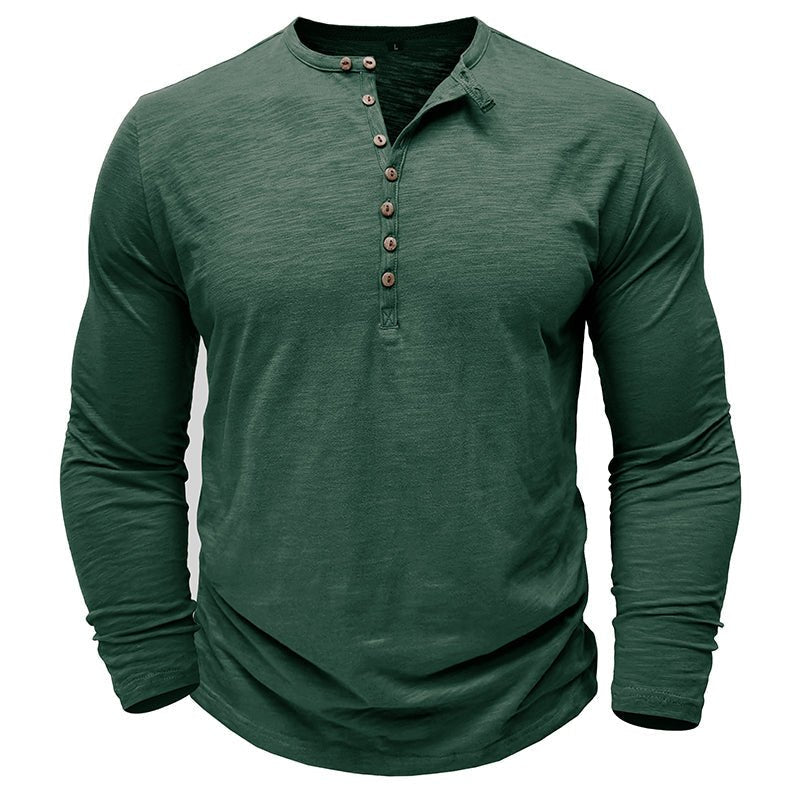 Men's Henley Shirt with Long Sleeve and Soft Breathable Knit, Regular Fit