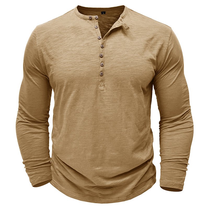 Men's Henley Shirt with Long Sleeve and Soft Breathable Knit, Regular Fit