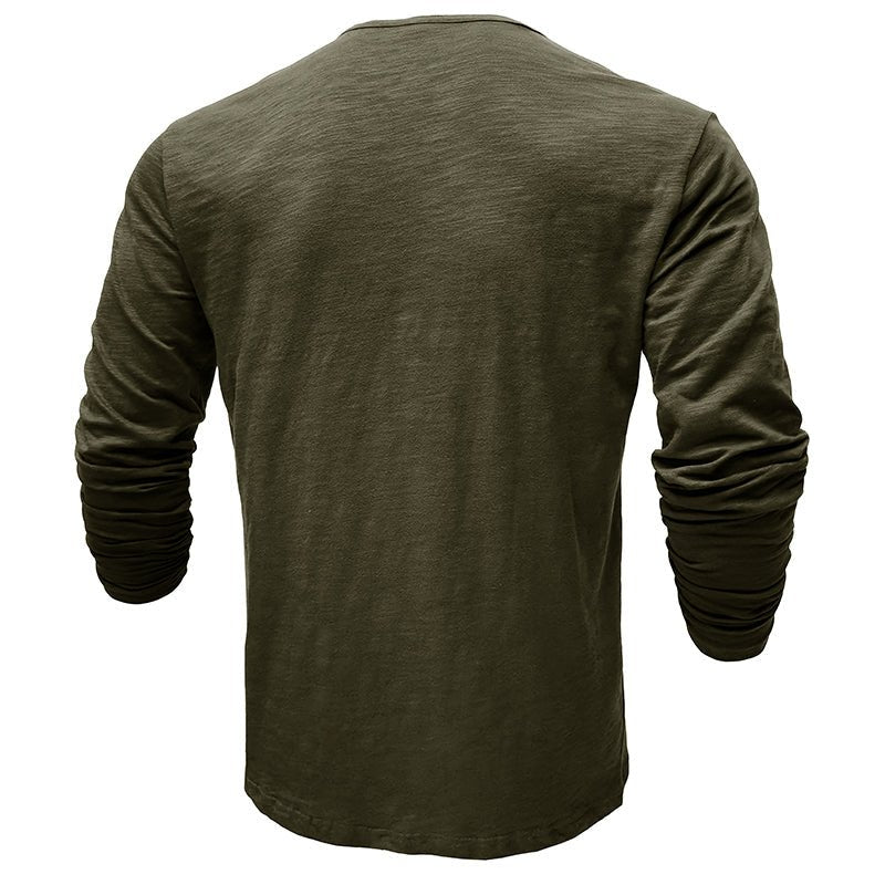 Men's Henley Shirt with Long Sleeve and Soft Breathable Knit, Regular Fit