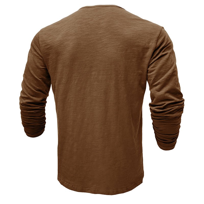 Men's Henley Shirt with Long Sleeve and Soft Breathable Knit, Regular Fit
